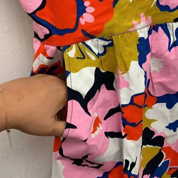 Anthropologie Whit Two Petalprint Cross-Back Dress Multi Tiki Floral Size 4 - Picture 5 of 10